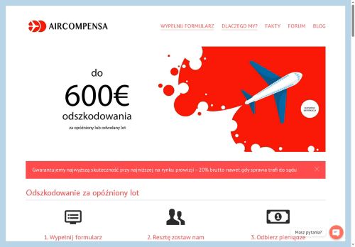 AirCompensa odszkodowanie za opóźniony lot, odwołany lot AirCompensa odszkodowanie za opóźniony lot, odwołany lot