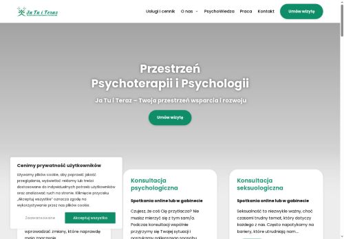 Ja Tu i Teraz Przestrzeń Psychoterapii i Psychologii